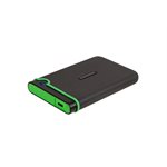 Disque dur externe Transcend de 2TO 2.5'' USB 3.1 Storejet M3C avec finition anti-chocs Gris/vert USB-C (inclus aussi cable USB-A)