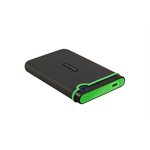 Disque dur externe Transcend de 2TO 2.5'' USB 3.1 Storejet M3C avec finition anti-chocs Gris/vert USB-C (inclus aussi cable USB-A)