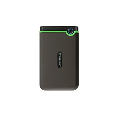 Disque dur externe Transcend de 4TO 2.5'' USB 3.1 Storejet M3C avec finition anti-chocs Gris/vert USB-C (inclus aussi cable USB-A)