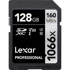 Lexar 128GB Professional 1066x SDXC UHS-I Card SILVER Series