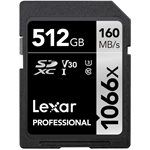 Lexar 512GB Professional 1066x SDXC UHS-I Card SILVER Series