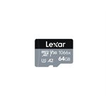 Lexar 64GB Professional 1066x microSDHC UHS-I Card w/SD Adapter Silver Series