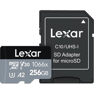 Lexar 256GB Professional 1066x microSDHC UHS-I Card w/SD Adapter Silver Series