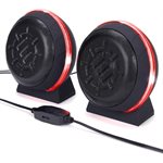 ACCESSORY POWER ENHANCE USB LED Gaming Speakers w/In-Line Volume Control&Powerful 5W Drivers-Red