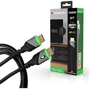 Monster -  High Speed 4K HDMI Cable with green LED - 6ft