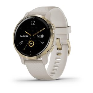 Garmin Venu 2S, Light Gold Stainless Steel Bezel with Light Sand Case and Silicone Band