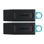 Kingston 64GB USB3.2 Gen 1 DataTraveler Exodia (Black+Teal) - 2 PK (CAN Retail)