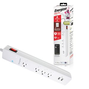 Energizer - Smart Wi-Fi 4 Outlet 2 USB Ports Power