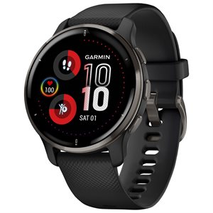 Garmin - Venu 2 Plus - Boitier en acier inoxydable ardoise et noir