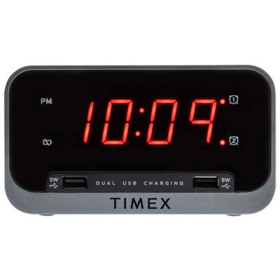 Timex T1300 Dual Alarm Clock with dual USB charging and nightlight