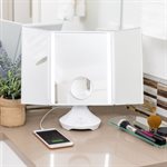 iHome Beauty ICVBT4 REFLECT TRIFOLD Vanity Speaker with Bluetooth Speakerphone and USB Charging