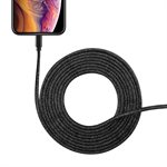 LAX 4FT Glitter Apple MFi C89 Connectors Certified Durable Braided Nylon Lightning Cables Black