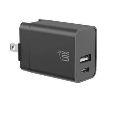 LAX Gadgets USB-PD 20W 2-Port USB-A and USB-C Wall Charger - Black