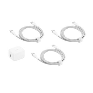 Aduro Tech Ubio Labs Braided Cable White, 3-Pack-3FT Apple MFi certified charging and syncing cable