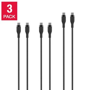 Aduro Tech Ubio Labs Braided USB-C to USB-C Charging Cable Black, 3-Pack - 2x6T and 1x10FT