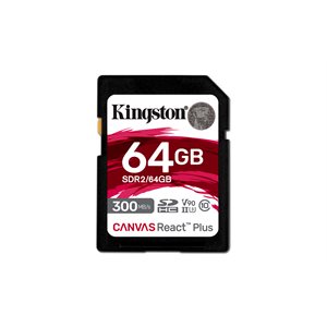 Kingston 64GB Canvas React Plus SDXC UHSII 300R/260W U3/V90/4K/8K (CAN Retail)
