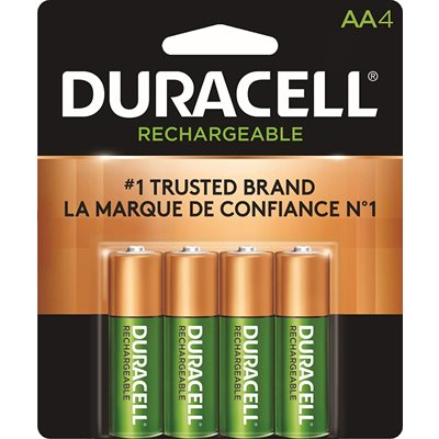 DURACELL RECHARGEABLE AA Nickel Metal Hydride Battery PACK OF 4