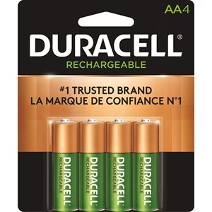 DURACELL RECHARGEABLE AA Nickel Metal Hydride Battery  PACK OF 4
