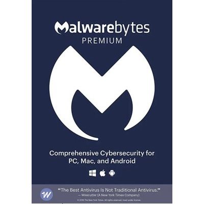 Malwarebytes Premium BIL PC/Mac/Android - 1 usagé / 1 an (Clé/Sleeve)