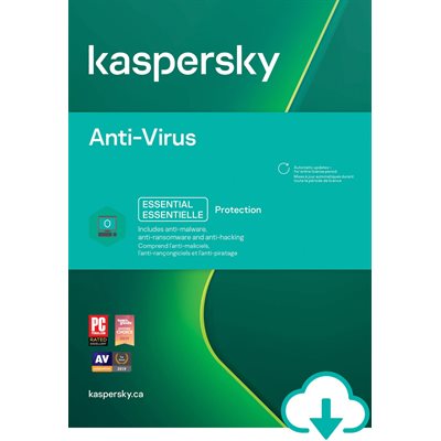 Kaspersky - Antivirus - 1A/3U - Clé (téléchargement)