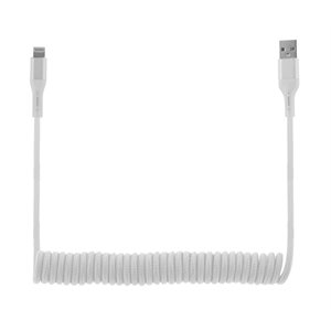 Aduro Tech Theory 6FT Coiled Lightning Cable  WHITE - ENG PKG ONLY