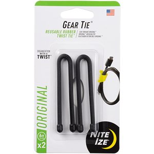 NITE IZE Gear Tie Reusable Rubber Twist Tie 6 in. - 2 Pack - Black