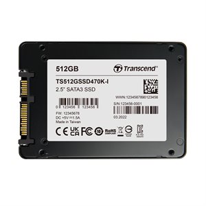 512GB 2.5" SSD SATA3 3D TLC BiCS5 PE: 3K Wide Temp.