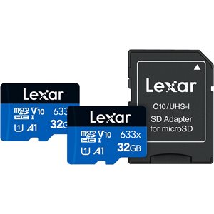 Lexar High-Performance 633x 32GB (2-Pack) microSDHC UHS-I Card w/SD Adapter