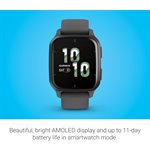 Garmin Venu Sq 2 Slate Aluminum Bezel with Shadow Gray Case and Silicone Band