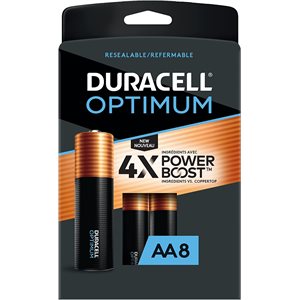 DURACELL OPTIMUM AA (Non Bulk) Alkaline Battery PACK OF 8