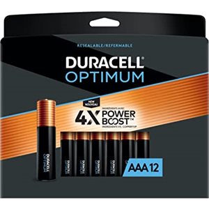DURACELL OPTIMUM AAA (Non Bulk) Alkaline Battery PACK OF 12