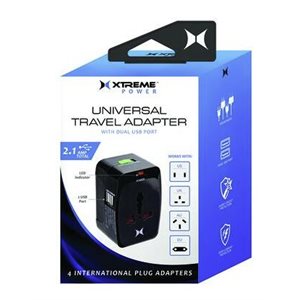 Xtreme - Adapteur de voyage universel avec 2 ports USB