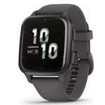 Garmin Venu Sq 2, Slate Aluminum Bezel with Shadow Gray Case and Silicone Band