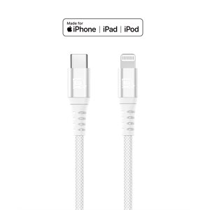 Lax – Câble de charge/sync MFI USB-C vers Lightning 6pieds – Blanc