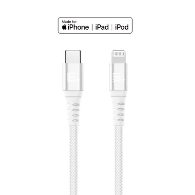 Lax – Câble de charge/sync MFI USB-C vers Lightning 10pieds – Blanc