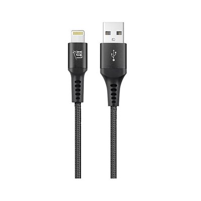 LAX - Câble Lightning en nylon tressé Apple MFi de 6 pieds à USB-A - Noir