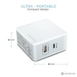 Rockstone Wall Charger Dual USB-C 45W PD and USB A 2.4A