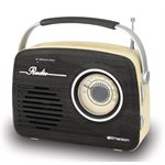 Emerson - Portable retro radio with built-in rechargeable battery Espresso