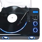 VICTOR Beacon 5-in-1 Turntable System with Blue LED Accent Lighting Black