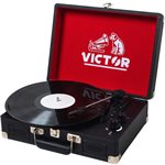 VICTOR Metro 3-Speed Portable Suitcase Turntable Record Player with Dual Bluetooth in & Out Black