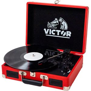 VICTOR Metro Dual Bluetooth Suitcase Turntable Red