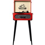 VICTOR  Record Turntable - Andover 5 in 1 Music Center with Chair Height Legs Red