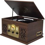 VICTOR State 7-in-1 Three Speed Turntable with Dual Bluetooth Espresso