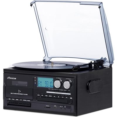 VICTOR Cosmopolitan 8-in-1 Turntable Music Center Black