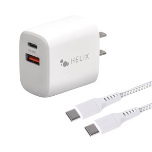 Emerge Helix 20W 2-Port Wall Charger + 5ft USB-C Cable