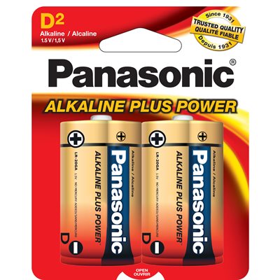 PanasonicAM1PA2BPackOf2AlkalineSizeDPlusPowerBatteries