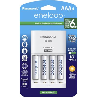 Panasonic Eneloop Pack of 4  AAA Rechargeable Batteries with Charger