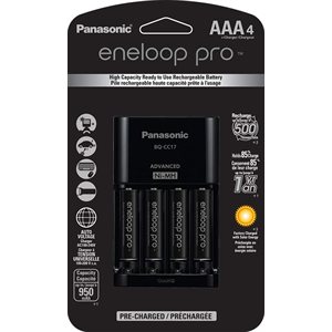 PanasonicEneloopProRechargeable4PackAAANi-MhBatteriesW/ChargerBLK