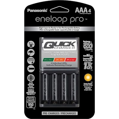 PanasonicAdvanced4HrQuickBatteryChargerw/AAAEneloopProHighCapacityRechargeableBatteries4PKBLK