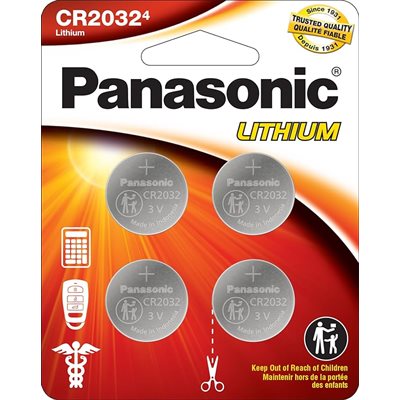 PANASONIC CR2032 3V Lithium Coin Cell Battery 4 Pack